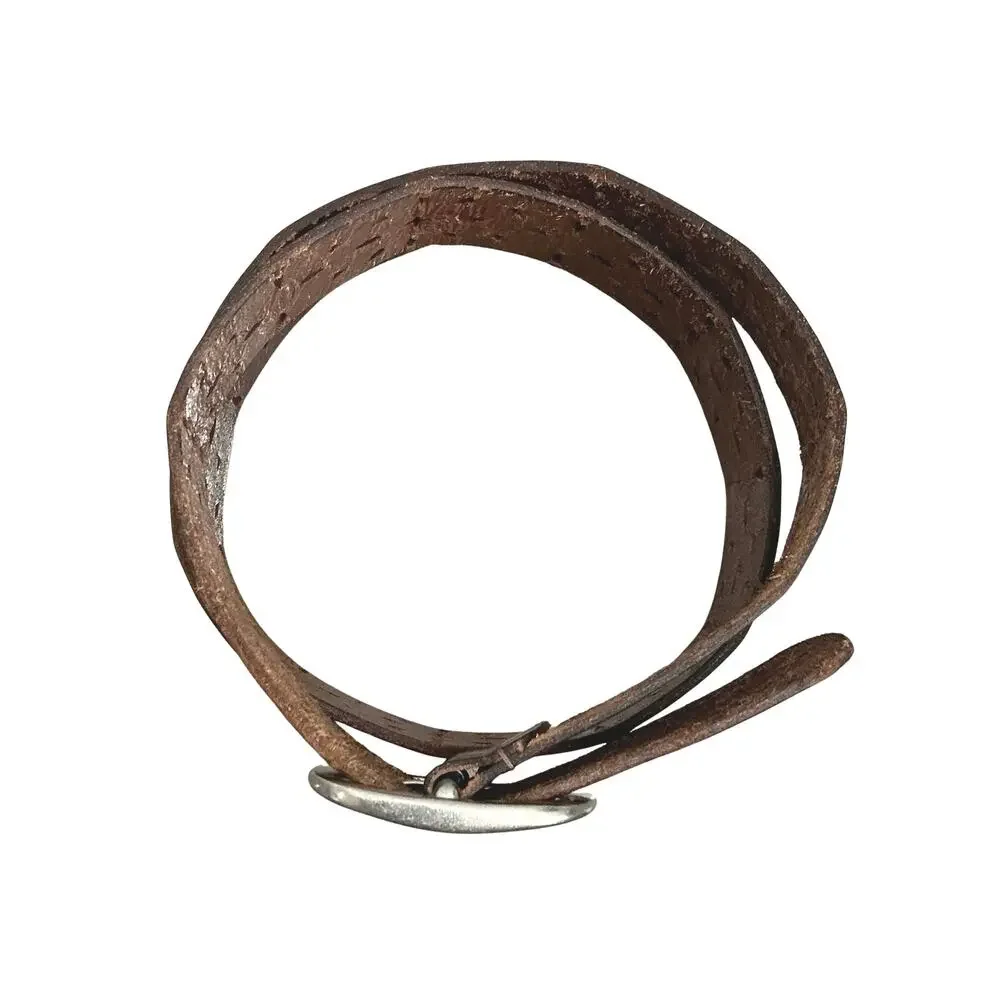 Fossil Western Floral Geometric Embossed Laser Cut Brown Leather Belt Size M